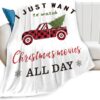 Red Christmas Truck with Tree Blanket- White Christmas Throw Blankets with I Just Want to Watch Christmas Movies All Day Fleece Blanket White 30x40