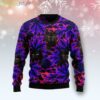 Black Cat Leaves All Over Print Ugly Christmas Sweater Product Photo 1