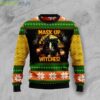 Black Cat Witches Mask Up Halloween Chritsmas Sweater Product Photo 1