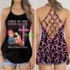 Breast Cancer Warrior Child Of God Women Of Faith Criss Cross Tank Top Product Photo 1