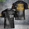 Chriss Jesus Is My Savior Guitar Is My Theraty 3D T-Shirt For Playing Guitar God Lover Product Photo 1