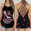 Crush Breast Cancer Fighting For The Cure Pink Ribbon Criss Cross Tank Top Product Photo 1