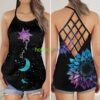 Keep Going Semicolon Suicide Awareness Moon Sun Style Criss Cross Tank Top Product Photo 1