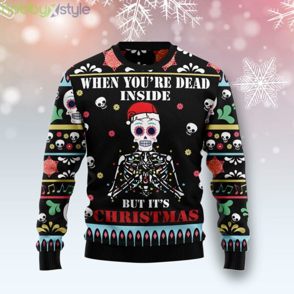 When You're Dead Inside Funny Family Ugly Christmas Sweater Product Photo 1