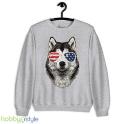 Alaskan Malamute Dog American Flag 4th Of July shirt - Unisex Heavy Blend Crewneck Sweatshirt