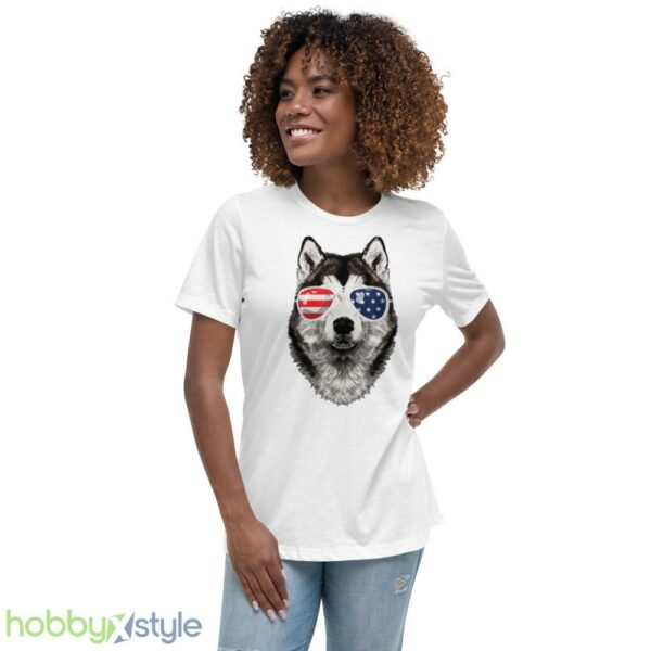Alaskan Malamute Dog American Flag 4th Of July shirt - Women's Relaxed Short Sleeve Jersey Tee