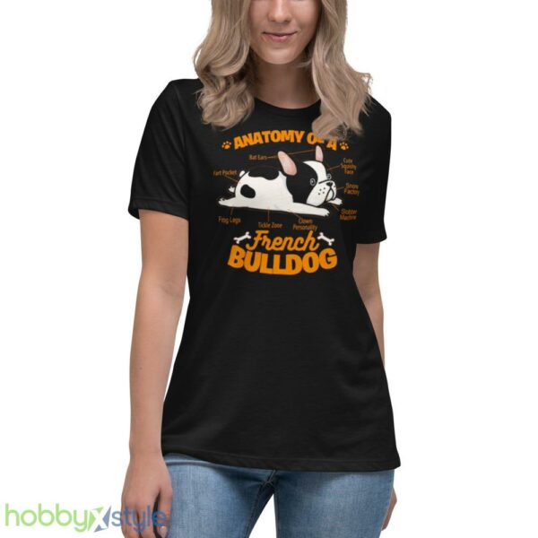 Anatomy Of A French Bulldog Funny Pet Frenchie Dog shirt - Women's Relaxed Short Sleeve Jersey Tee