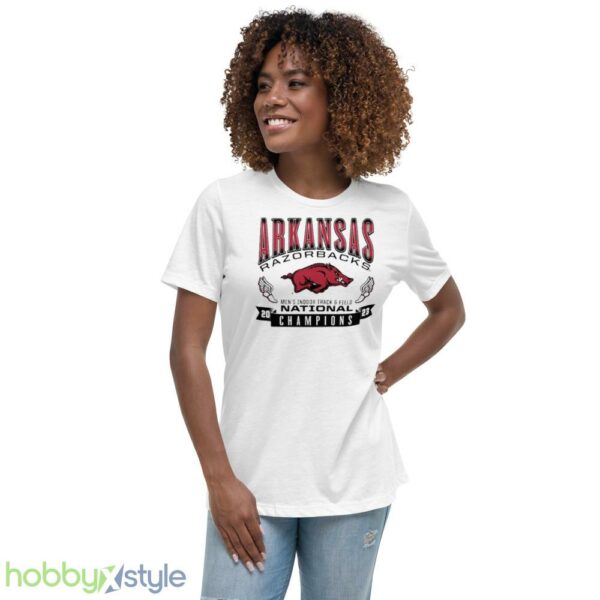 Arkansas National Champions 2023 Mens Indoor Track Field Shirt - Women's Relaxed Short Sleeve Jersey Tee