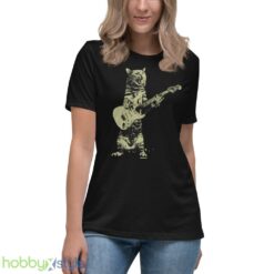 Cat playing guitar shirt, mens cat playing guitar tshirt, music tee - Women's Relaxed Short Sleeve Jersey Tee