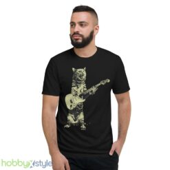 Cat playing guitar shirt, mens cat playing guitar tshirt, music tee - Short Sleeve T-Shirt