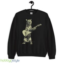 Cat playing guitar shirt, mens cat playing guitar tshirt, music tee - Unisex Crewneck Sweatshirt