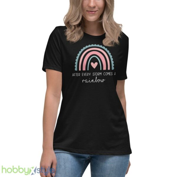 Cute New Mom Shirt, Pregnancy Reveal, Pregnancy Rainbow Shirt - Women's Relaxed Short Sleeve Jersey Tee