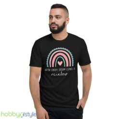 Cute New Mom Shirt, Pregnancy Reveal, Pregnancy Rainbow Shirt - Short Sleeve T-Shirt