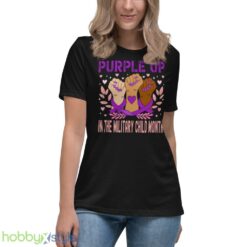 Heart Purple Up For Military Kids Military Children Army Kids shirt - Women's Relaxed Short Sleeve Jersey Tee