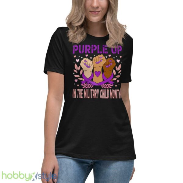 Heart Purple Up For Military Kids Military Children Army Kids shirt - Women's Relaxed Short Sleeve Jersey Tee