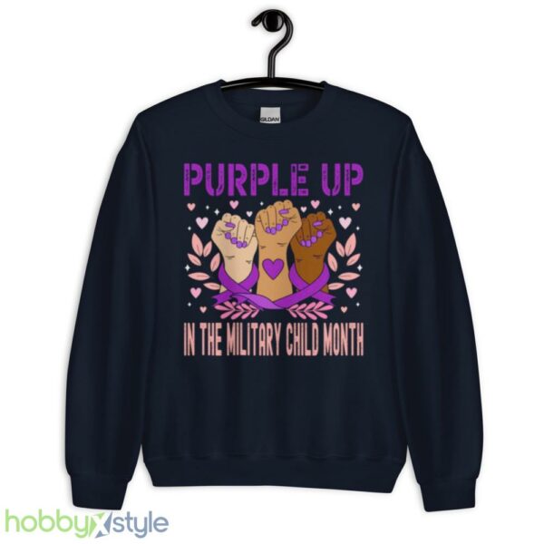Heart Purple Up For Military Kids Military Children Army Kids shirt - Unisex Crewneck Sweatshirt-1