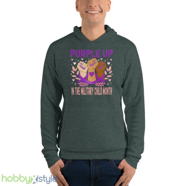 Heart Purple Up For Military Kids Military Children Army Kids shirt - Unisex Fleece Pullover Hoodie-1