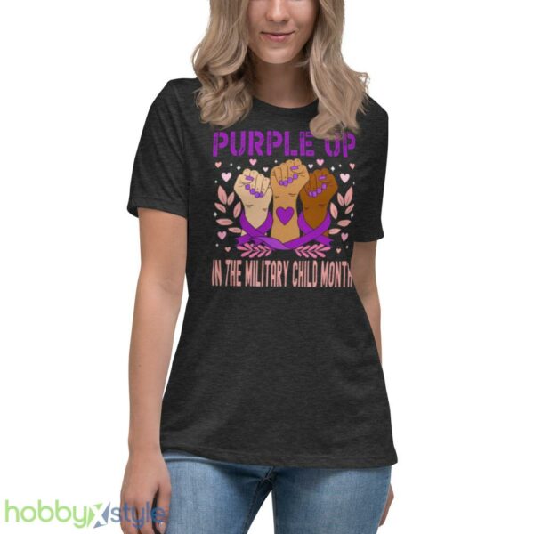 Heart Purple Up For Military Kids Military Children Army Kids shirt - Women's Relaxed Short Sleeve Jersey Tee-1