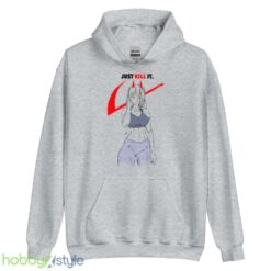 Just Kill It Chainsaw Man Power X Nike Logo shirt - Unisex Heavy Blend Hooded Sweatshirt