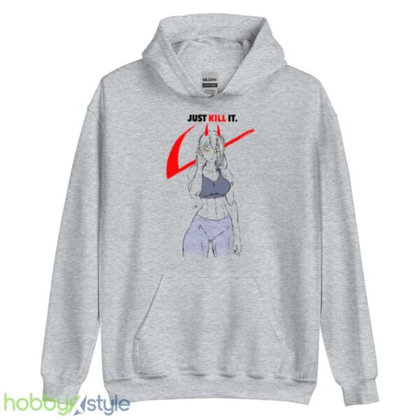Just Kill It Chainsaw Man Power X Nike Logo shirt - Unisex Heavy Blend Hooded Sweatshirt