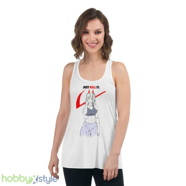 Just Kill It Chainsaw Man Power X Nike Logo shirt - Women's Flowy Racerback Tank