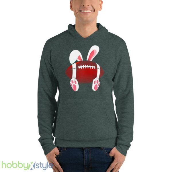 Love Football Happy Easter Football Rabbit Bunny shirt - Unisex Fleece Pullover Hoodie-1