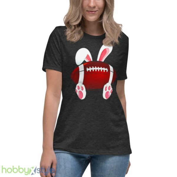 Love Football Happy Easter Football Rabbit Bunny shirt - Women's Relaxed Short Sleeve Jersey Tee-1