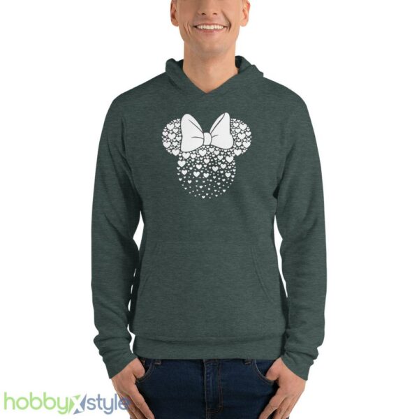 Mickey Minnie Heart Shirt, Minnie Hearts, Minnie Mouse Shirt, Disney Shirt - Unisex Fleece Pullover Hoodie-1
