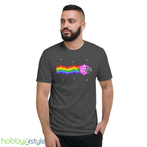 Nyan d20 cat Shirt, dungeons and cats, dnd tshirt - Short Sleeve T-Shirt-1