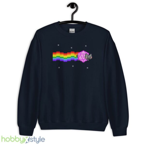 Nyan d20 cat Shirt, dungeons and cats, dnd tshirt - Unisex Crewneck Sweatshirt-1