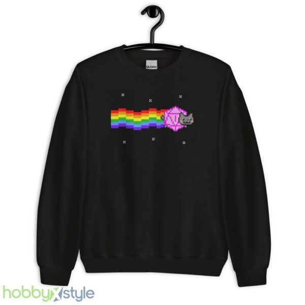 Nyan d20 cat Shirt, dungeons and cats, dnd tshirt - Unisex Crewneck Sweatshirt