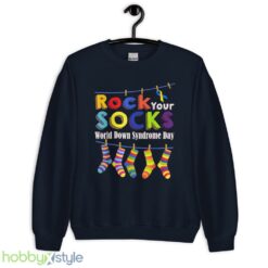 Rock Your Socks World Down Syndrome Day Shirt, Down Syndrome Shirt - Unisex Crewneck Sweatshirt-1