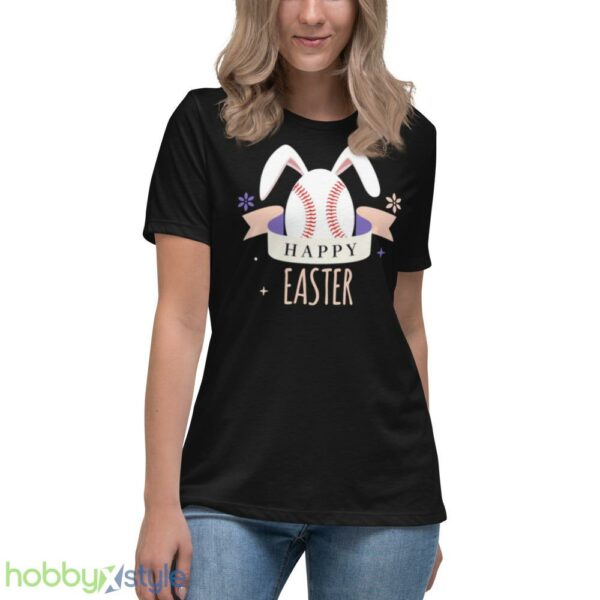 Sport Bunny Baseball Easter Day Egg Rabbit Baseball Ears Funny shirt - Women's Relaxed Short Sleeve Jersey Tee
