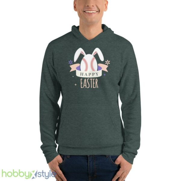 Sport Bunny Baseball Easter Day Egg Rabbit Baseball Ears Funny shirt - Unisex Fleece Pullover Hoodie-1