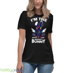 Sports Easter Im The Hocky Bunny Funny Easter Gift Ice Hockey shirt - Women's Relaxed Short Sleeve Jersey Tee