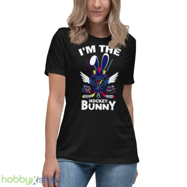 Sports Easter Im The Hocky Bunny Funny Easter Gift Ice Hockey shirt - Women's Relaxed Short Sleeve Jersey Tee