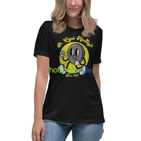 st. louis hockey shirt, cartoon character hockey puck since 1967 saint louis hockey - Women's Relaxed Short Sleeve Jersey Tee