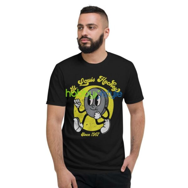 st. louis hockey shirt, cartoon character hockey puck since 1967 saint louis hockey - Short Sleeve T-Shirt