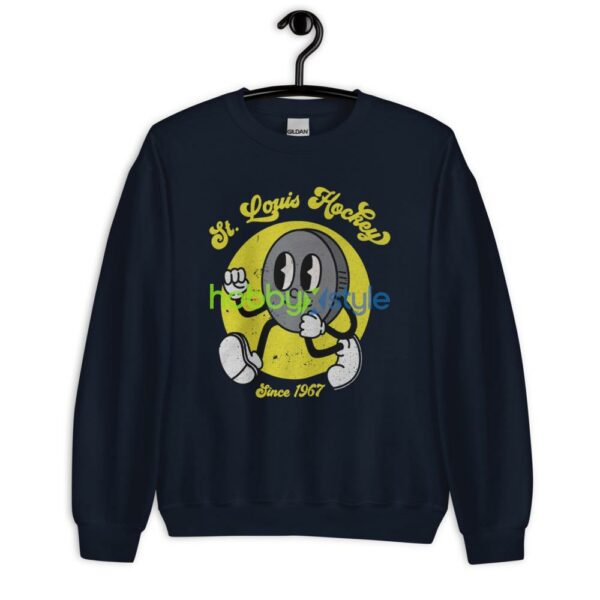 st. louis hockey shirt, cartoon character hockey puck since 1967 saint louis hockey - Unisex Crewneck Sweatshirt-1