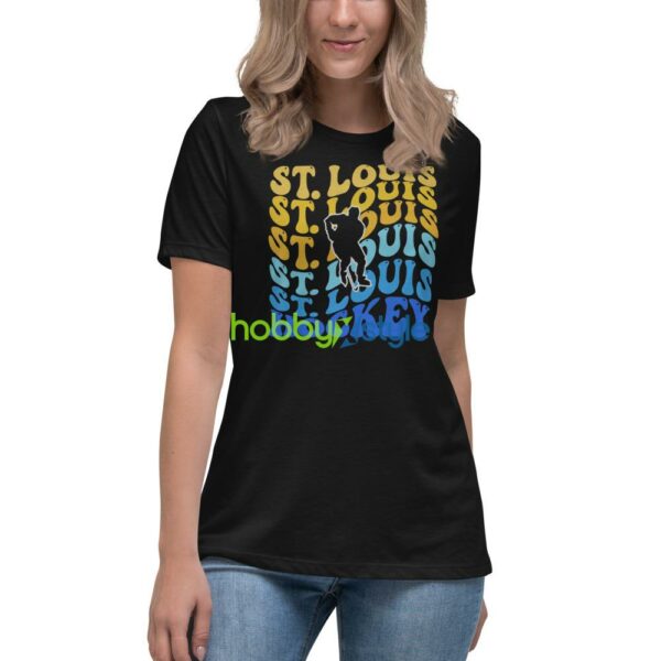 st. louis hockey shirt, retro wavy text st. louis hockey unisex adult DARK tshirt - Women's Relaxed Short Sleeve Jersey Tee