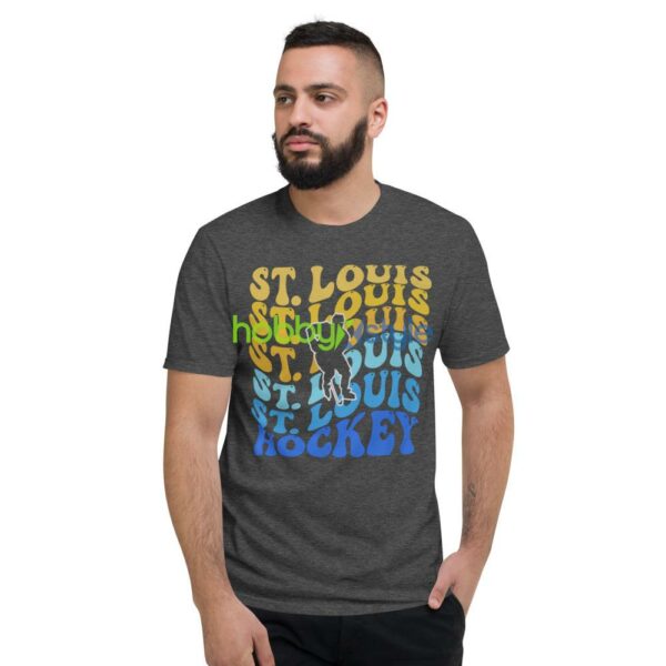 st. louis hockey shirt, retro wavy text st. louis hockey unisex adult DARK tshirt - Short Sleeve T-Shirt-1