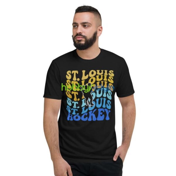 st. louis hockey shirt, retro wavy text st. louis hockey unisex adult DARK tshirt - Short Sleeve T-Shirt