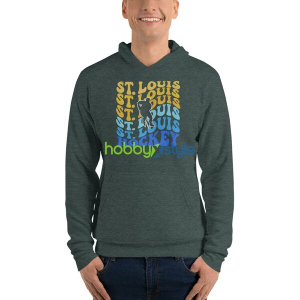 st. louis hockey shirt, retro wavy text st. louis hockey unisex adult DARK tshirt - Unisex Fleece Pullover Hoodie-1