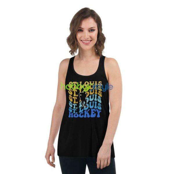 st. louis hockey shirt, retro wavy text st. louis hockey unisex adult DARK tshirt - Women's Flowy Racerback Tank