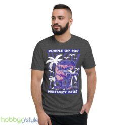 T REX Purple Up For Military Kids Purple Month Military Children shirt - Short Sleeve T-Shirt-1