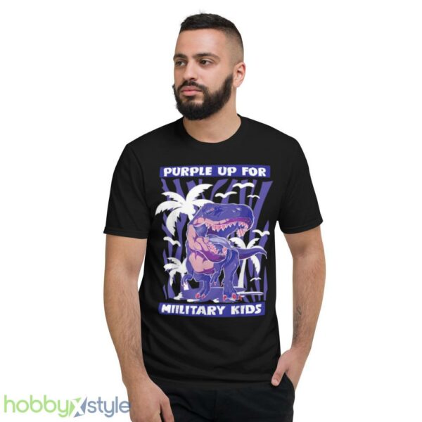 T REX Purple Up For Military Kids Purple Month Military Children shirt - Short Sleeve T-Shirt