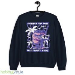 T REX Purple Up For Military Kids Purple Month Military Children shirt - Unisex Crewneck Sweatshirt-1