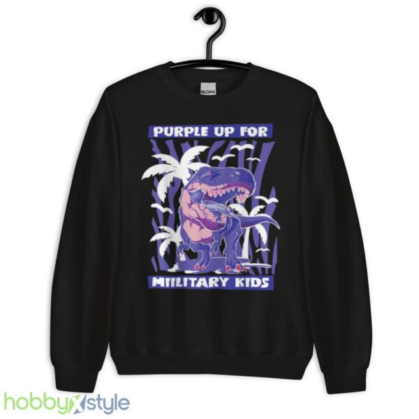T REX Purple Up For Military Kids Purple Month Military Children shirt - Unisex Crewneck Sweatshirt