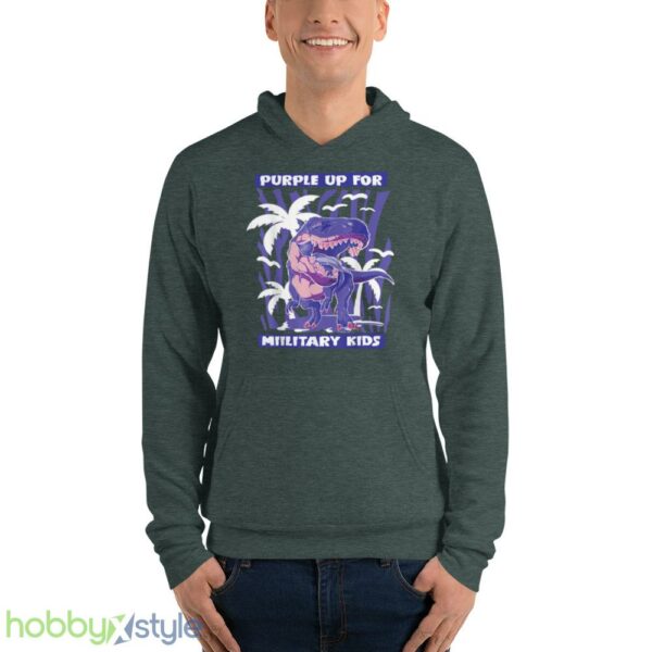 T REX Purple Up For Military Kids Purple Month Military Children shirt - Unisex Fleece Pullover Hoodie-1