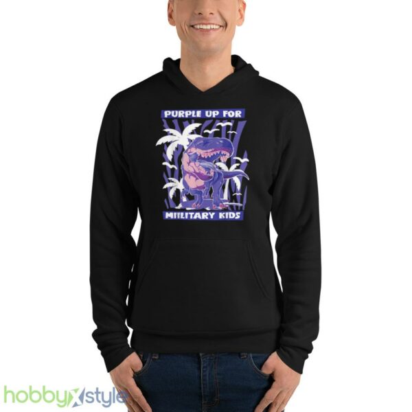 T REX Purple Up For Military Kids Purple Month Military Children shirt - Unisex Fleece Pullover Hoodie